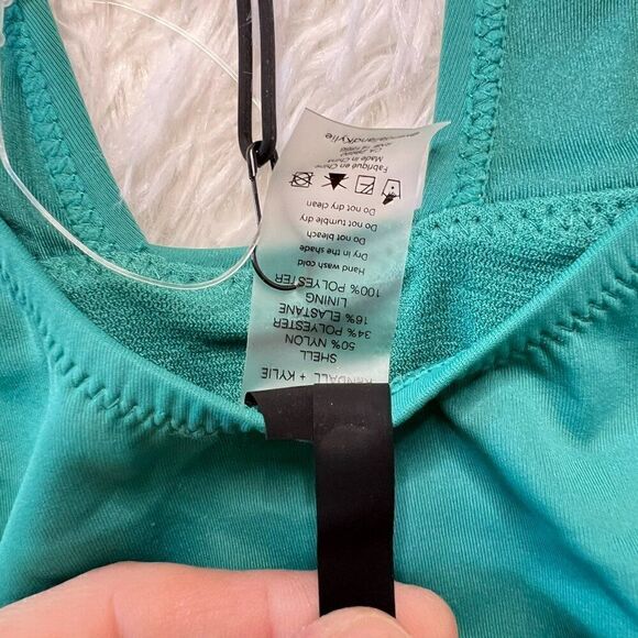 NEW Kendall & Kylie Deep Plunge Halter One Piece Swimsuit in Dusty Jade - Picture 10 of 10